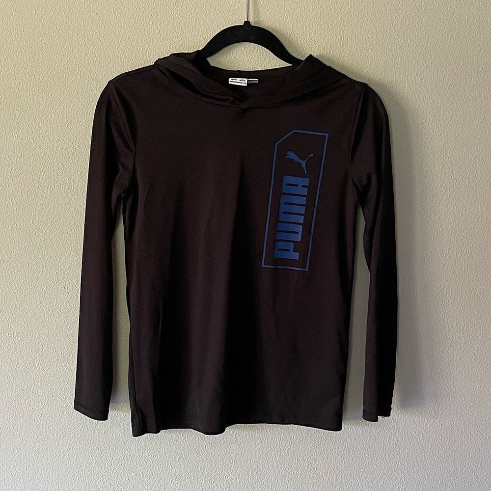 NEW! Youth PUMA Black Lightweight, Long-Sleeve, Hoodie. Size Medium.